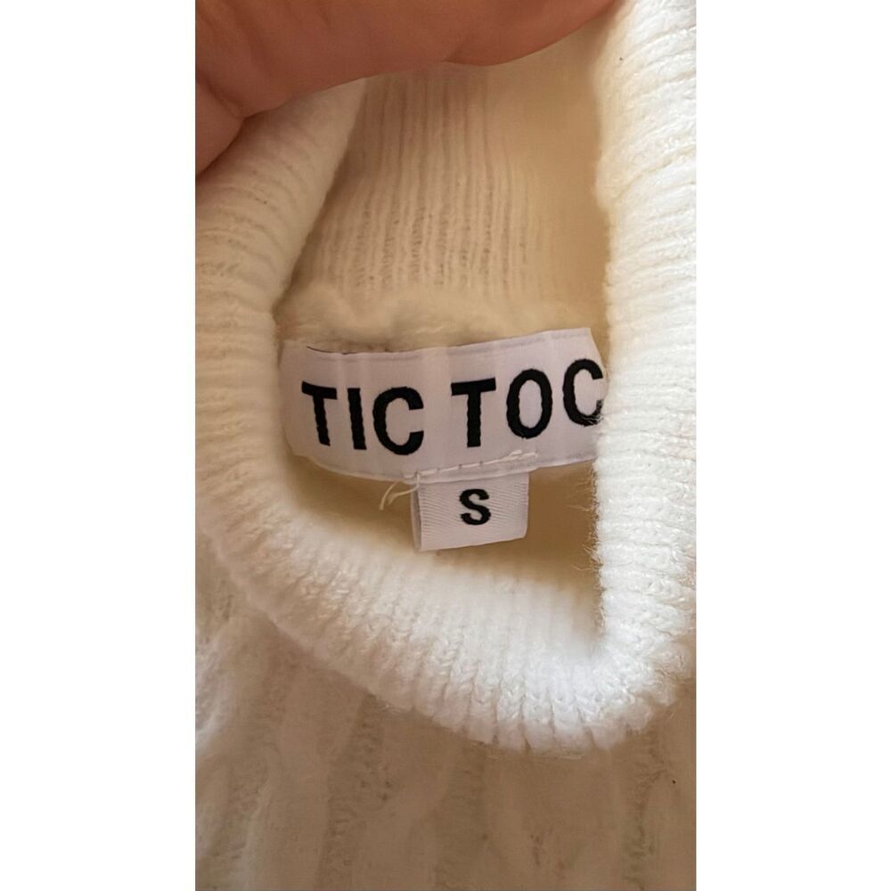 Tic Toc White Cable Knit Sweater Dress Size S Soft Minimalist Cozy - Picture 2 of 9